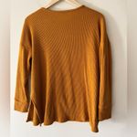 American Eagle Outfitters Women's Mustard Soft Waffle Knit Long Sleeve Photo 3