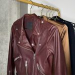ALLSAINTS  Balfern Moto Leather Biker Jacket in Burgundy Photo 2