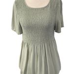 Urban Romantics  Green Smocked Short Sleeve Top Women's Size Medium | 47-18 Photo 0