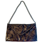 Jessica McClintock Vintage  Purse Brown Envelope Purse Chain Strap Pocket Photo 0