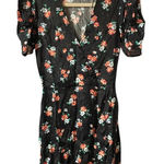 ZARA  NAVY BLUE FLORAL ASYMMETRICAL PIFF SLEEVE DRESS Photo 0