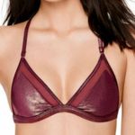 PINK - Victoria's Secret  Mesh & Shine Triangle Bralette in Dark Ruby 🆕 Size large Photo 11