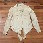 Antonio Melani  Gold Silk Button Up Tie Front Blouse Top Womens Size XS Photo 7