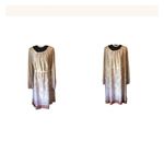 Vintage floral tan and white long sleeve dress size XL Brown Photo 1