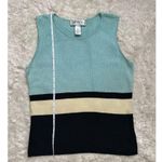 Alfani Vintage 100% Silk Colorblock Blue Black Yellow Knit Tank Top Retro Photo 6