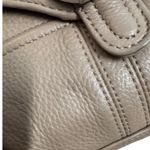 Stone Mountain Pebbled Leather Shoulder Bag Taupe Buckle Pocket Medium Purse Tan Photo 7