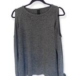 Design Lab Lord & Taylor SZ L grey cold shoulder pullover sweater Photo 2