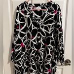 Liz Claiborne  3/4 Sleeve Pullover Tunic Blouse Black Floral Plus 3X Photo 0