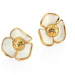 Tory Burch New  Fleur Flower Stud Earrings White Enamel/Gold on TB earring card Photo 5