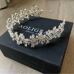 NWOT CZ Bridal Headband Comb Tiara Silver Wedding Hair Accessory Prom‎ Pageant Photo 4