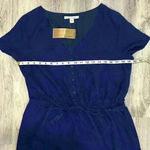 Miami NWT  Francesca’s V Neck Navy Crochet Short Sleeve Cotton Romper Size L Photo 6