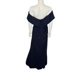 XScape “Lindsay” Long Scuba Crepe Off the Shoulder Dress Navy Women’s Sz 16 Photo 4