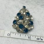 Rhinestone Vintage Pendant Shade of Blue and Clear Stones Rounded Teardrop Shape Photo 4