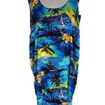 HAWAIIAN Kaftan Dress Swim Cover Palm Tree Beach Sun Montego Bay Blue Size 3X Photo 1