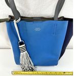 Vince Camuto  Nylan Bag Pebbled Leather Tassel Tote Purse Handbag White Blue Gray Photo 13