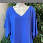 White House | Black Market WHBM Lace-Up Back Kimono Blouse in Ultramarine size xs EUC Photo 6