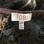 Tobi Kiley Cropped Bell Sleeve Zip Back Lace Top Black S Photo 6