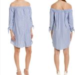 Cupcakes & Cashmere Blue Striped Off Shoulder Shirt Dress Womens M Beachy Summer Size M Photo 1