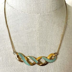 Monet Green Enamel Gold tone Curb Link Chain necklace Photo 0