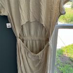 Old Navy  Women's Beige Waist-Defined‎ Midi Dress L Short Sleeve Cutout Back Photo 5
