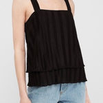 EXPRESS Black Pleated Layered Square Neck Tank Top Size Small NWT Photo 0