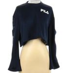 FILA Snap Button Tearaway Bell Sleeve Track Crop Top in Navy Blue size Small Photo 7