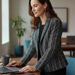 Gloria Vanderbilt  Black and White Textured Blazer Photo 0