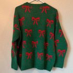 CeCe  Green Sweater with Red Bow Accents Photo 4