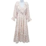 Anthropologie byTiMO Cotton Slub Midi Dress Floral Print Lace Button Down Cottagecore Small Photo 13