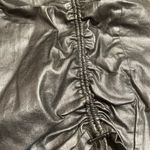 ZARA NWT ZW collection SILVER Metallic Ruched Drawstring Leather Mini Skirt M Photo 3