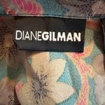 Diane Gilman Pink and Green Button Down Shirt Floral Design 100% silk Photo 7