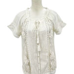 Sundance ✨ Floral Sheer Beaded Embroidered Lace Boho Sz Large Blouse Cream✨ Photo 0