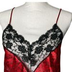 Vintage Body Chic Matching Red Satiny Black Lace Chemise Nightie and Robe Set Size undefined Photo 7