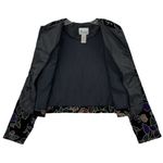 Vintage Black Gold Metallic Velvet Colorful Floral Evening Blazer Size SMALL Photo 6