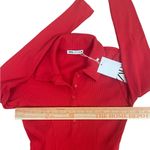 ZARA Red Ribbed knit Long Sleeve polo mini skater Dress Photo 3