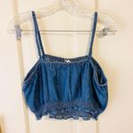 American Eagle NWOT  blue denim ruffle crop top Photo 2
