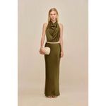 Cult Gaia Chantel Skirt in Cedar Green Large New Womens Satin Long Maxi Photo 13