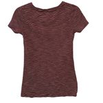 Mossimo Striped V Neck Burgundy & White SS Tee Shirt Red Size XS Photo 1
