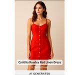 Cynthia Rowley Cynthia‎ Rowley Red Button Front Spaghetti Straps Linen Summer Mini Dress US 8 Photo 1