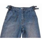 Forever 21 Women’s High Waist Mom Jeans Size 27 Blue Denim Pleated Buckle Detail Photo 2