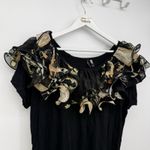 Ravel Black Organza Ruffle Funky Short Sleeve Top Size XL Y2k Style Photo 2