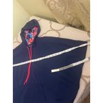 Aerie  navy blue hooded windbreaker poncho blue pink floral interior, size: L/ XL Photo 8