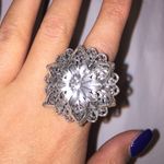 Anthropologie Silver Flower Metal Ring Photo 0