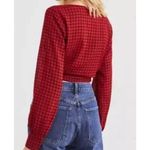 Urban Outfitters  Red Gingham Wrap Shirt Women Medium NWT Photo 1