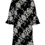 Adrianna Papell Black White Embellishments Long Sleeve Dress Bell Sleeves Sz 12 Photo 1