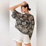 Anthropologie Black & White Floral Long Sleeve Shall One Size Photo 1