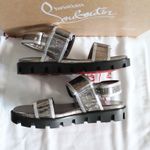 Christian Louboutin Lock Cool Metallic Croc-Embossed Leather Chunky Sandals Photo 6