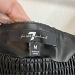 7 For All Mankind Square Neck Shirred Smocked Faux Leather Peplum Blouse Top Photo 4