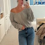 Tilly's One shoulder grey crew neck Photo 3