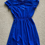 Willa  Blue Fit & Flare Dress Mini Elastic Waist Strappy Back Short Sleeve Medium Photo 0